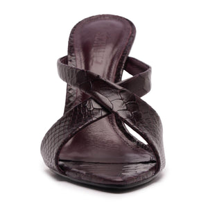Glenda Leather Sandal in Dark Plum
