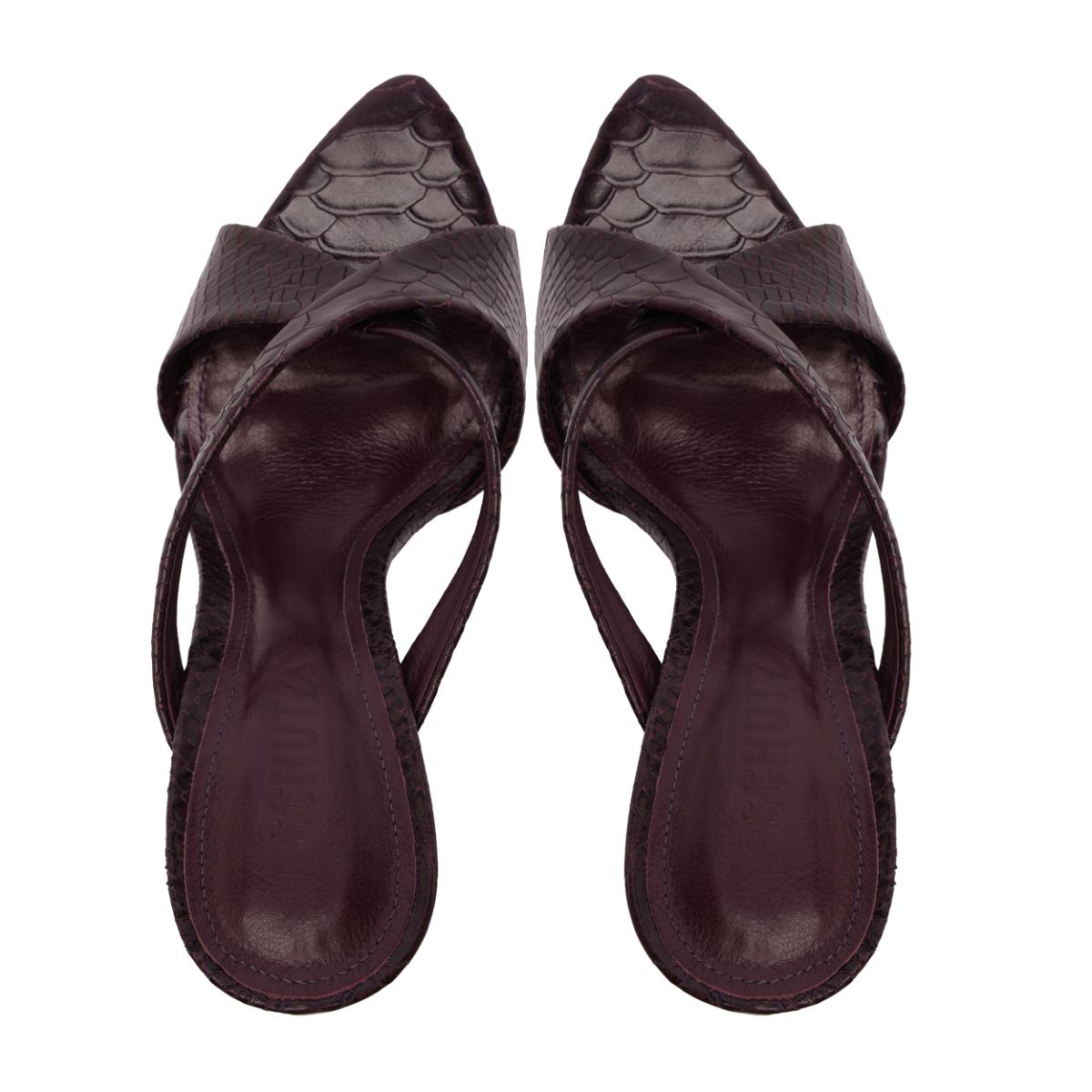 Glenda Leather Sandal in Dark Plum
