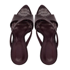 Glenda Leather Sandal in Dark Plum