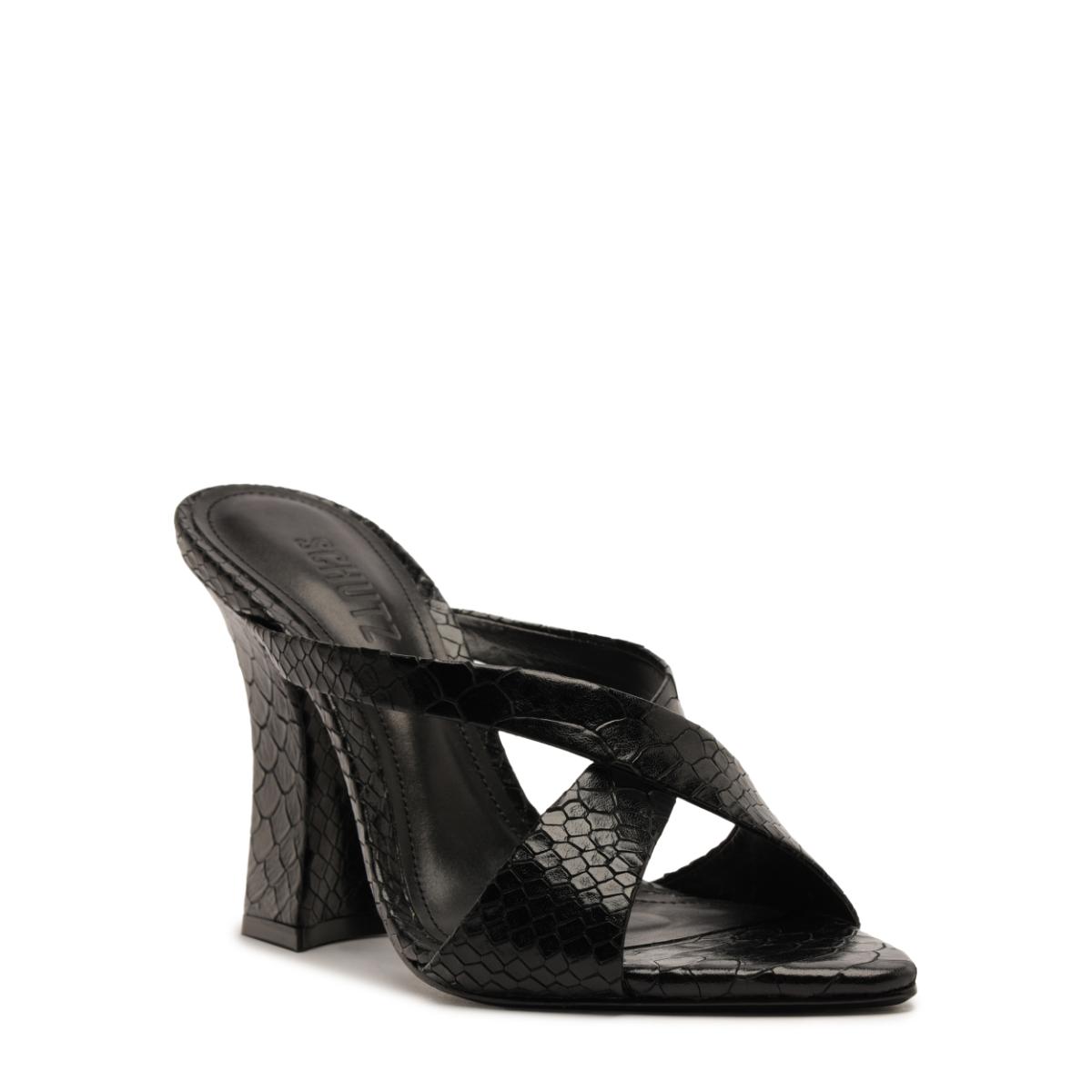 Glenda Leather Sandal in Black