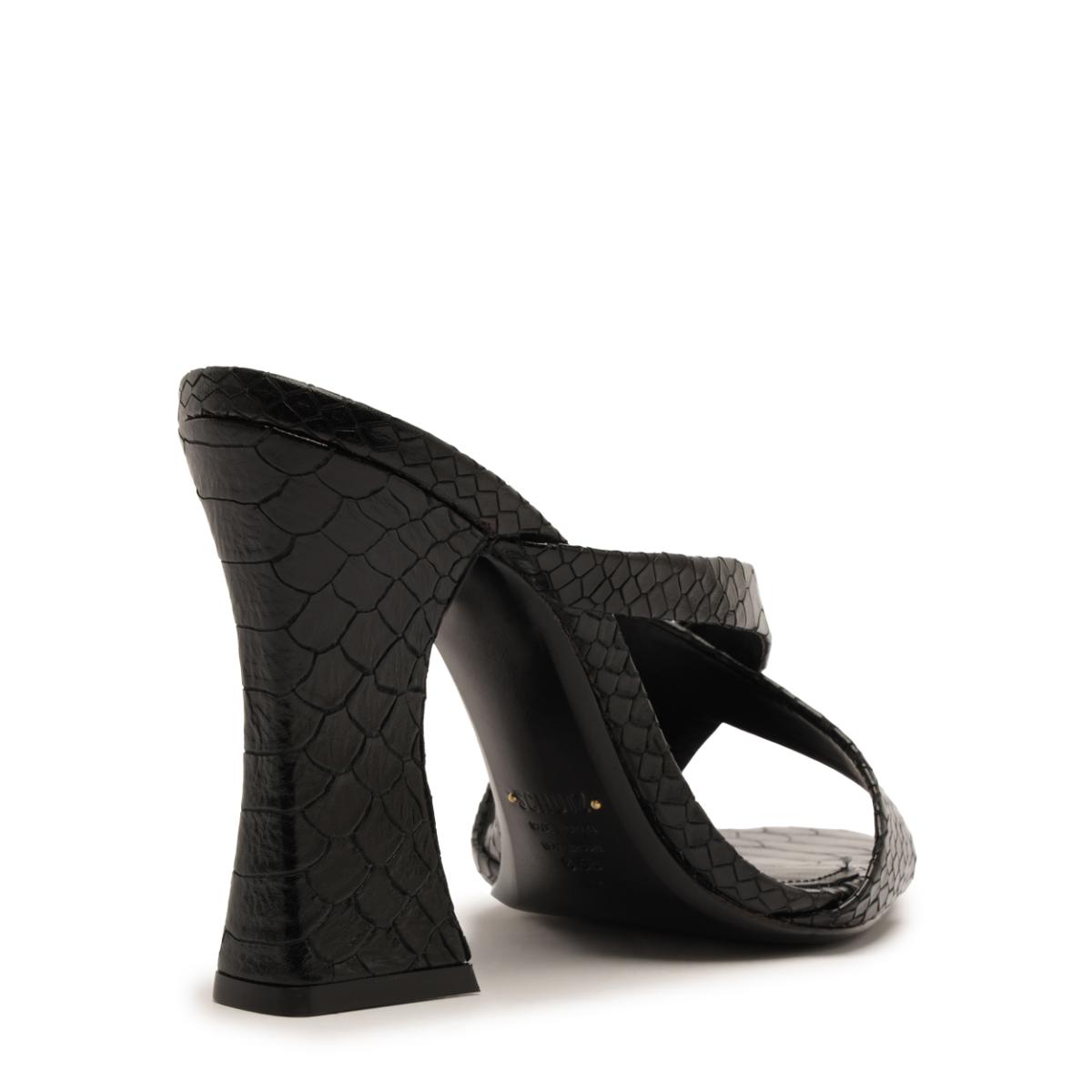Glenda Leather Sandal in Black