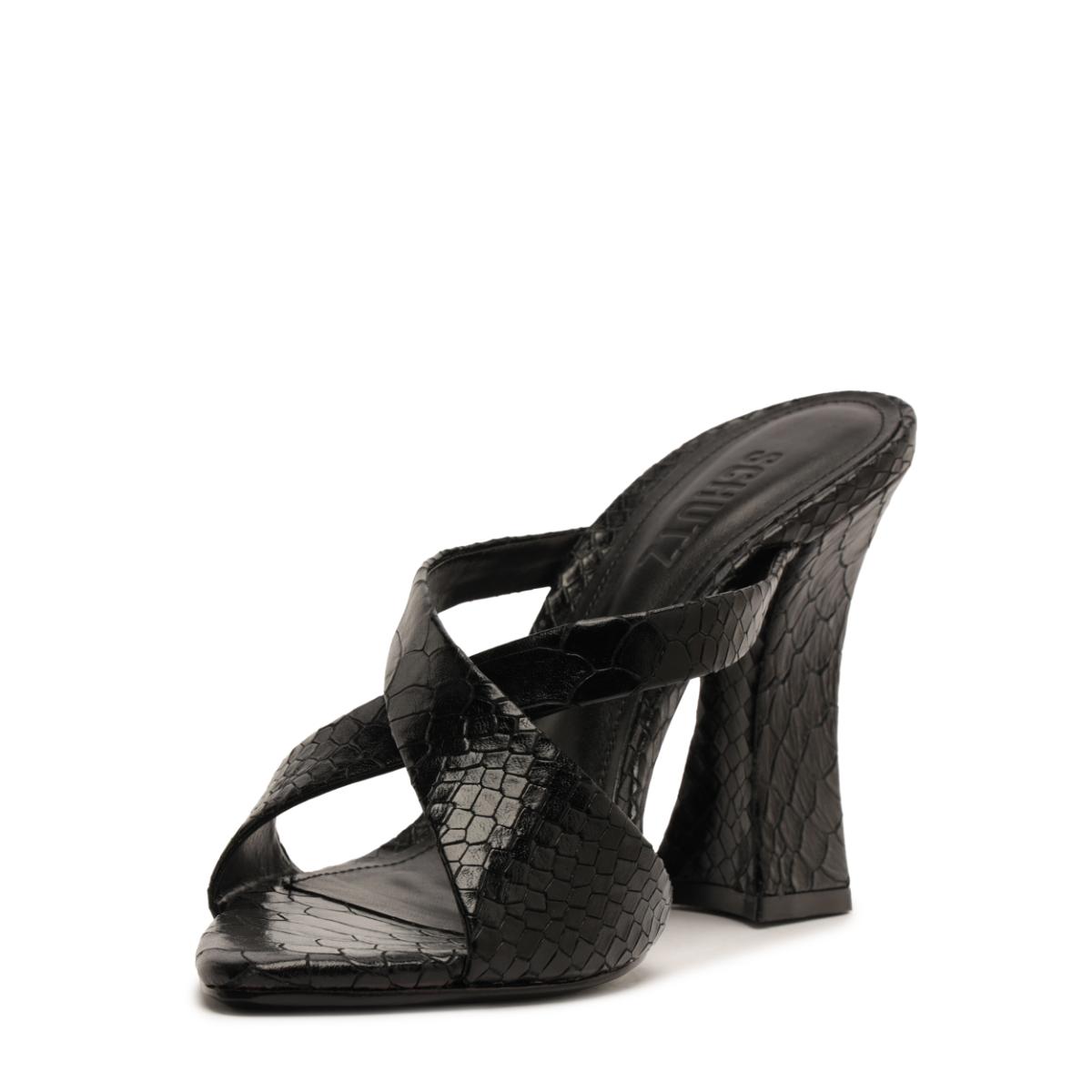 Glenda Leather Sandal in Black