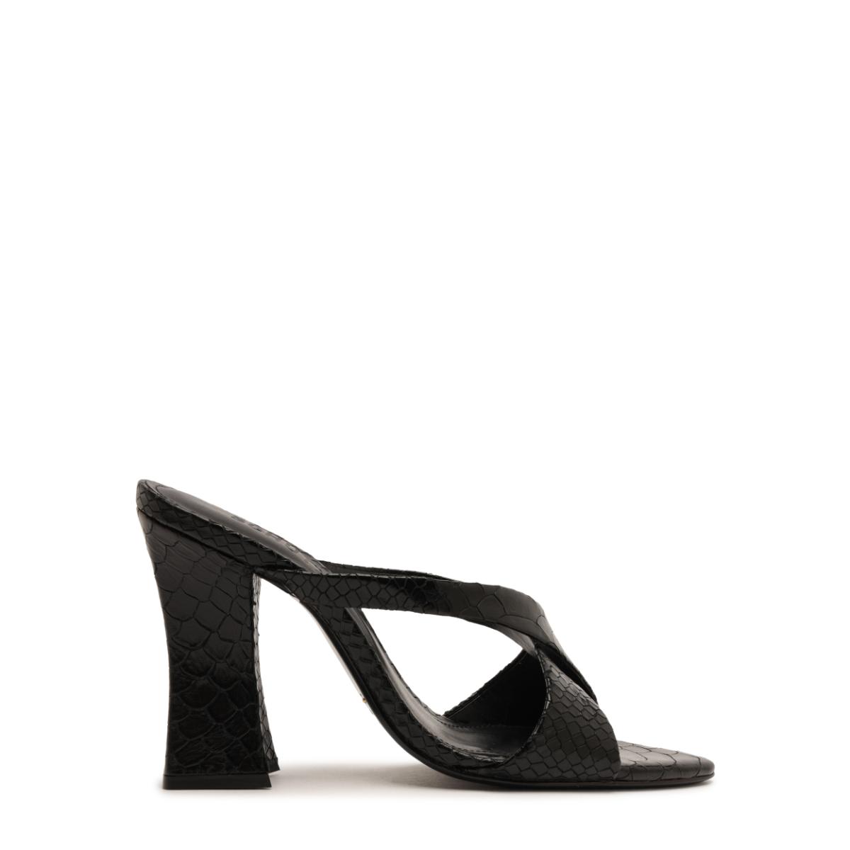 Glenda Leather Sandal in Black