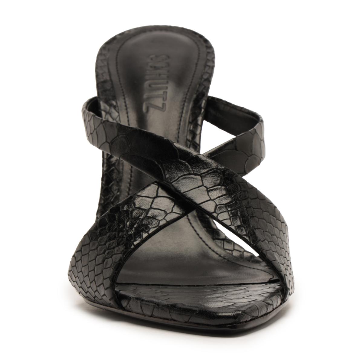 Glenda Leather Sandal in Black