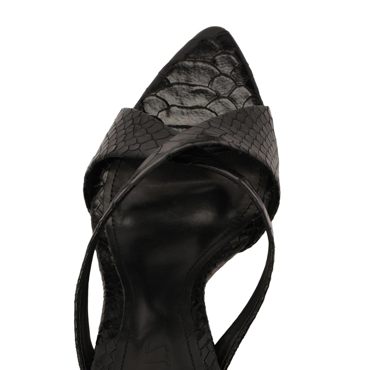Glenda Leather Sandal in Black