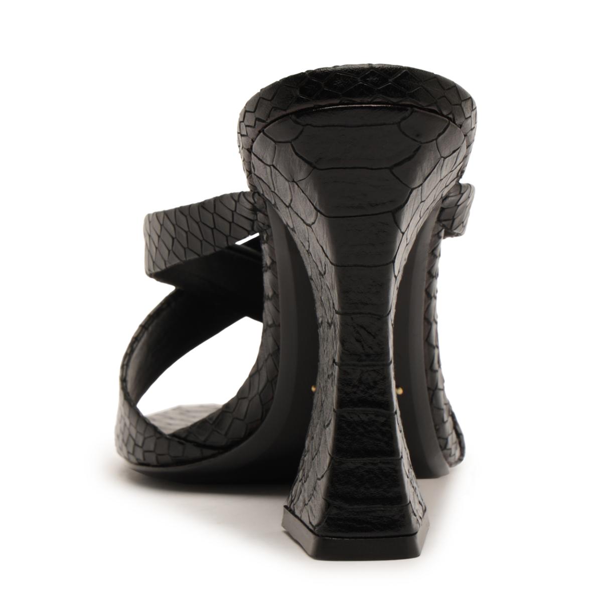 Glenda Leather Sandal in Black