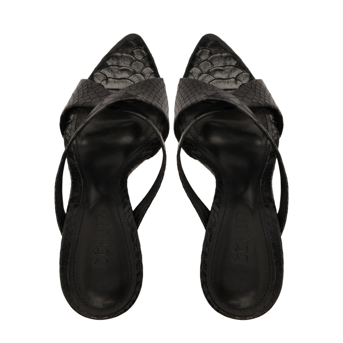 Glenda Leather Sandal in Black