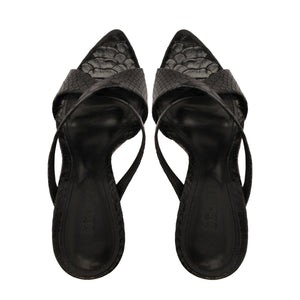 Glenda Leather Sandal in Black