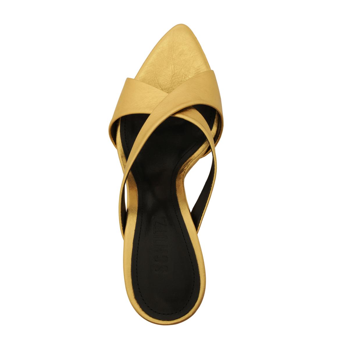 Glenda Leather Sandal in Gold
