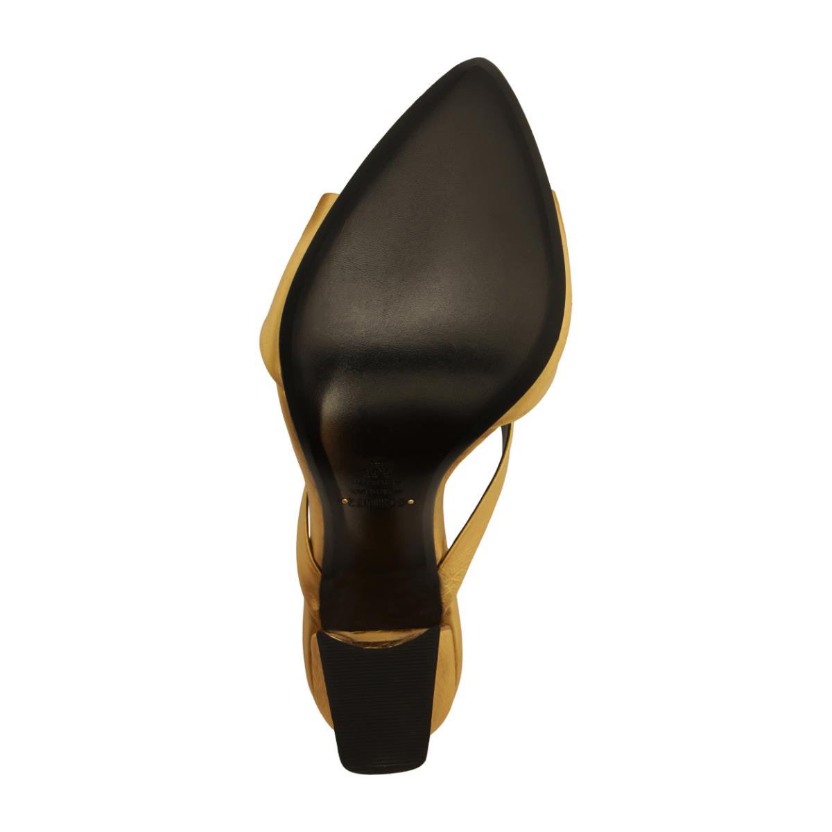 Glenda Leather Sandal in Gold