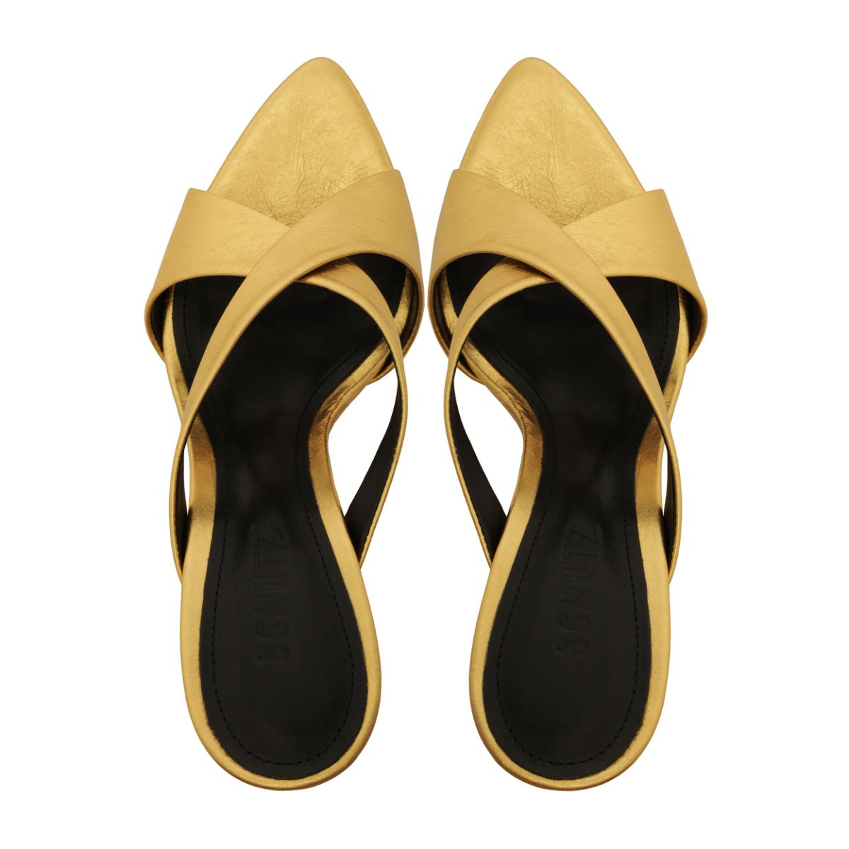 Glenda Leather Sandal in Gold