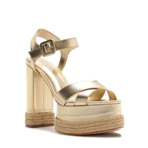 Hilda Rope High Metallic Sandal in Platinum