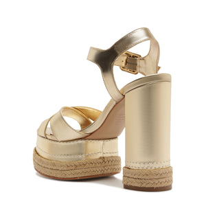 Hilda Rope High Metallic Sandal in Platinum