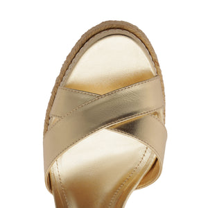 Hilda Rope High Metallic Sandal in Platinum