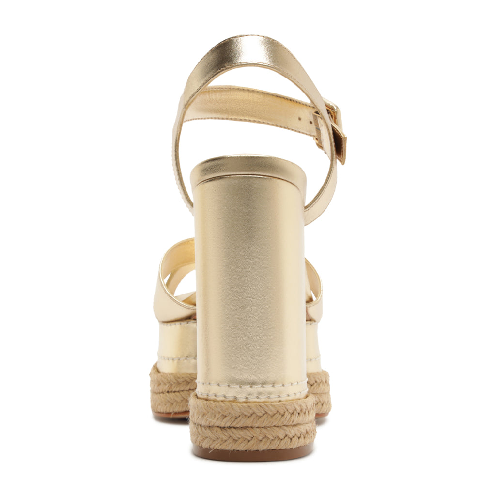 Hilda Rope High Metallic Sandal in Platinum