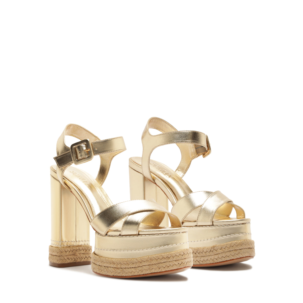 Hilda Rope High Metallic Sandal in Platinum