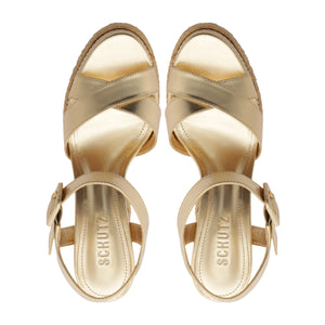 Hilda Rope High Metallic Sandal in Platinum