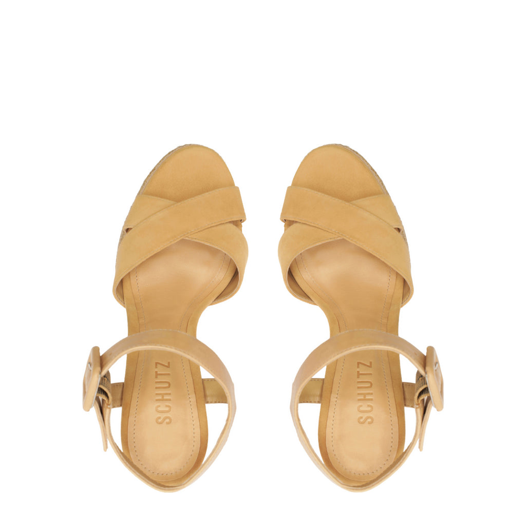 Hilda Rope High Sandal in Light Wood