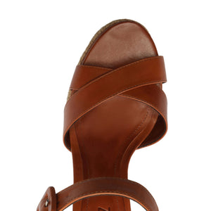 Hilda Rope High Leather Sandal in Cognac