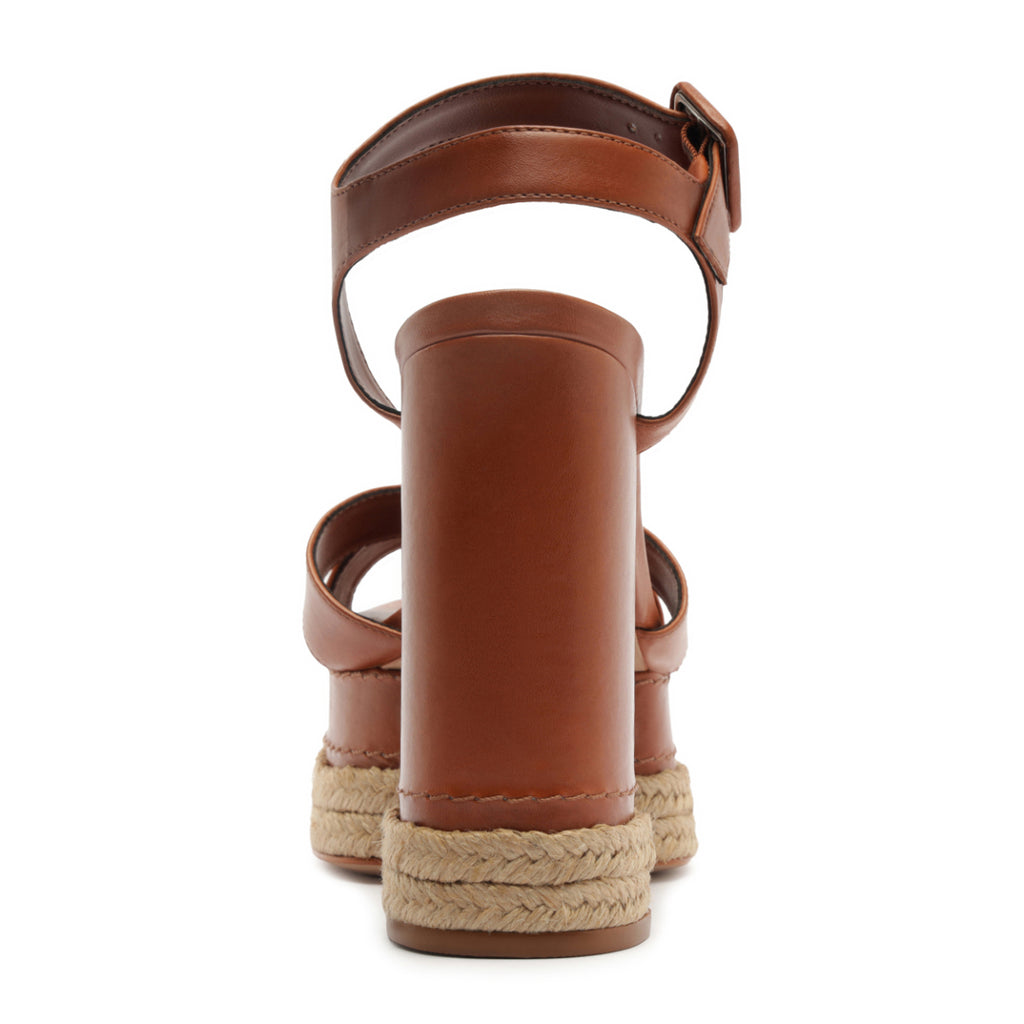Hilda Rope High Leather Sandal in Cognac