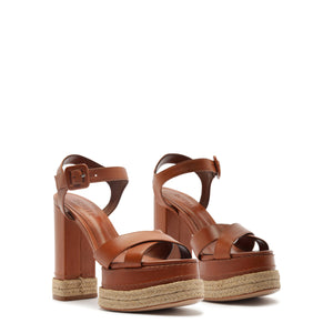 Hilda Rope High Leather Sandal in Cognac