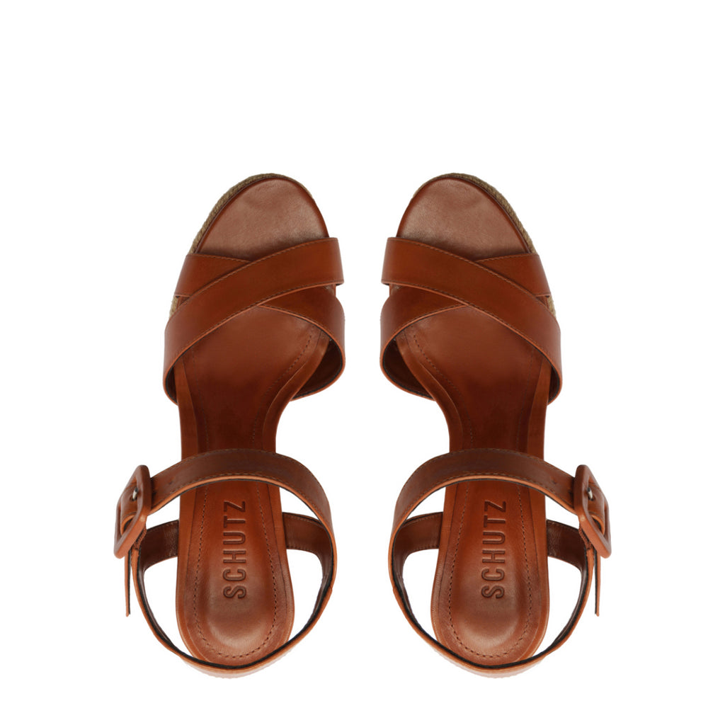 Hilda Rope High Leather Sandal in Cognac
