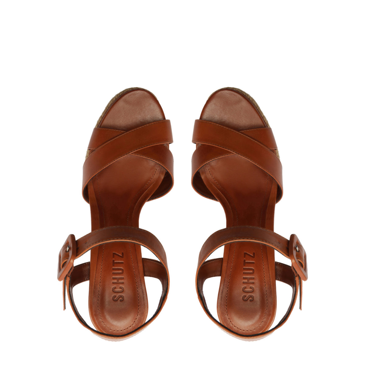Hilda Rope High Leather Sandal in Cognac