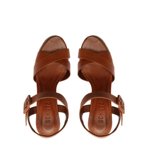 Hilda Rope High Leather Sandal in Cognac