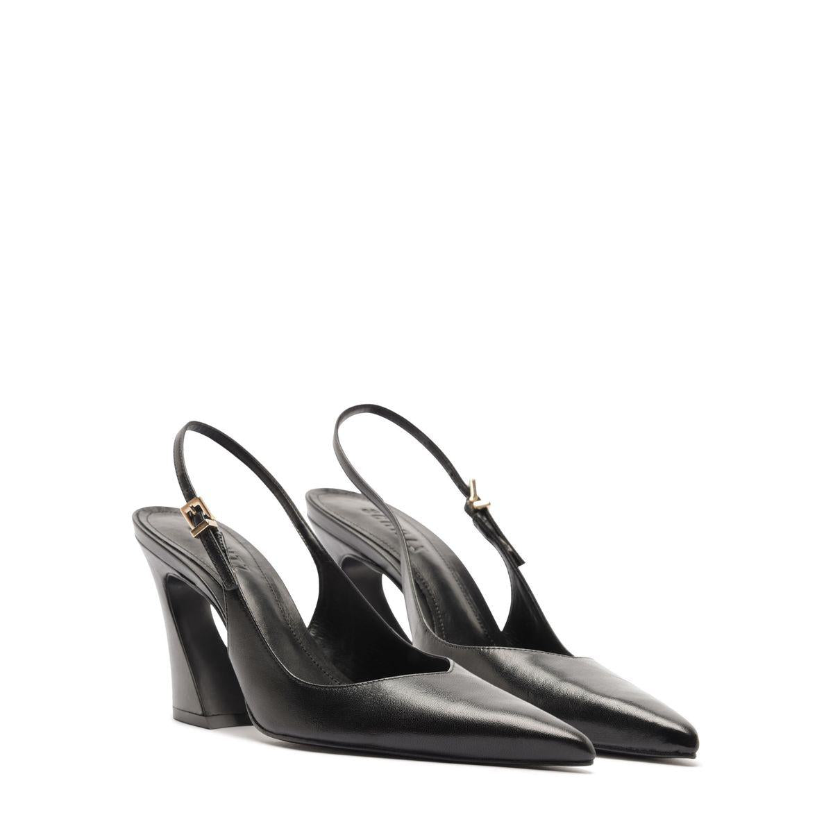 Lexi Sling Block Leather Pump in Black