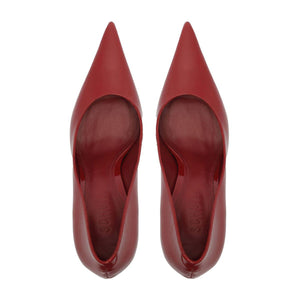 Top view of Miranda Patent Pump in Passion Red showcasing pointed toes and glossy patent finish on a white background