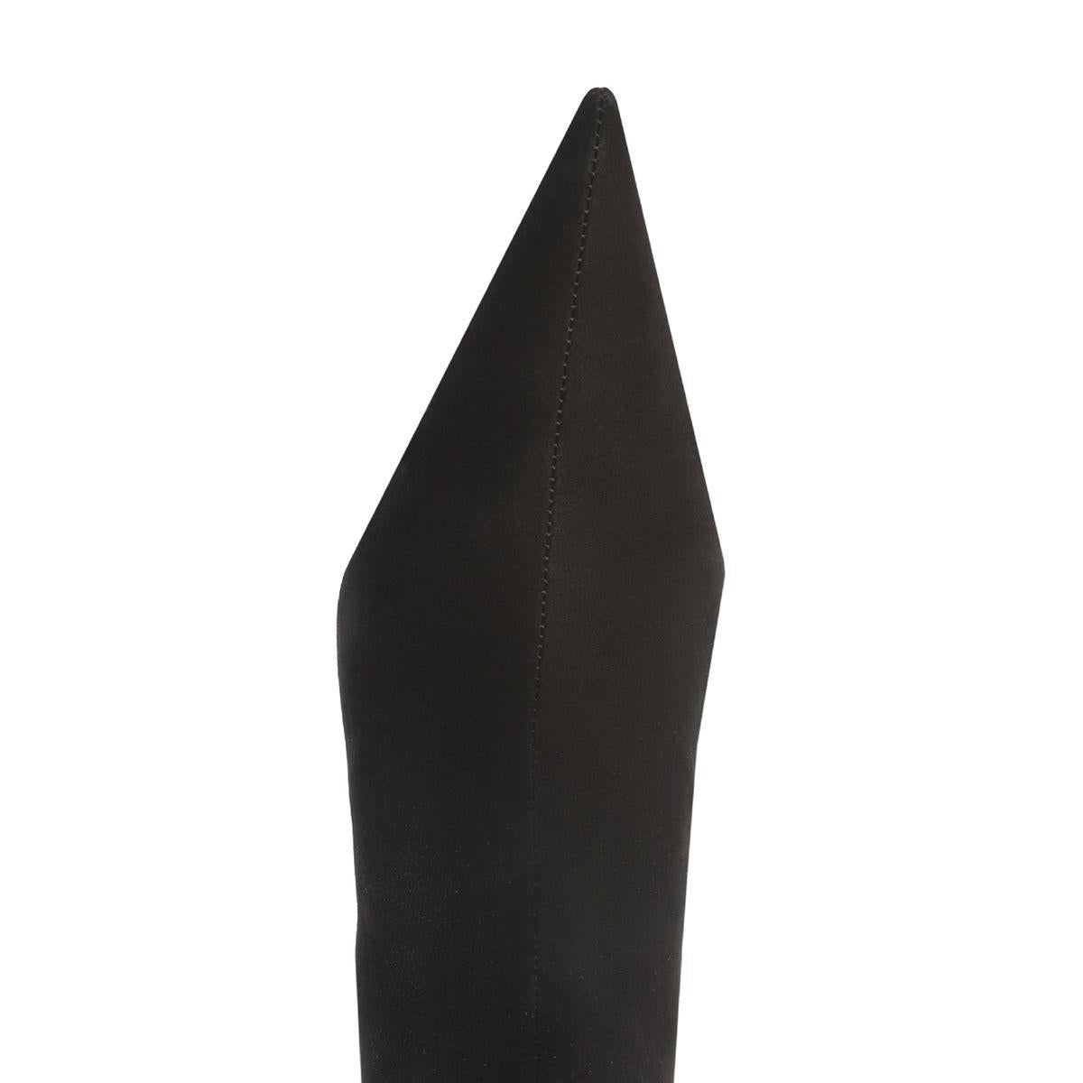 Close-up view of Siena Mid Bootie in Black showcasing pointed toe and leather upper against white background