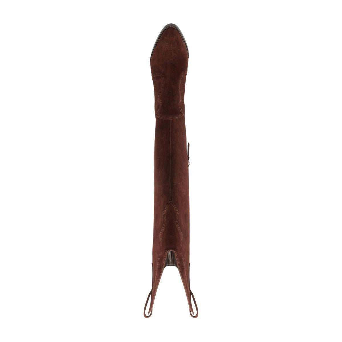Rear view of Miller Up suede boot in Maplewood showcasing its tall shaft and pull loops against a white background
