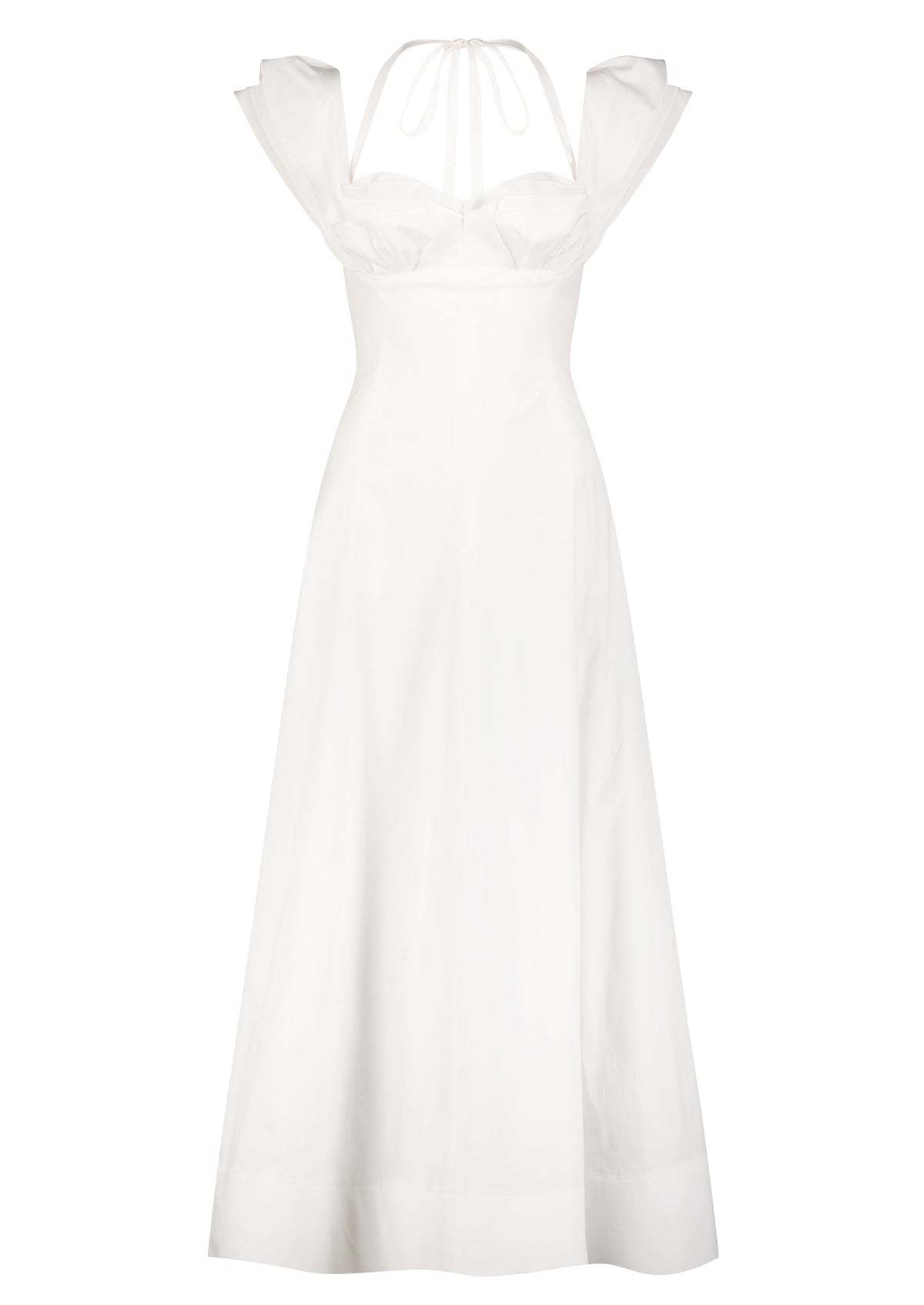Cotton Poplin Petal Detail Midi Dress