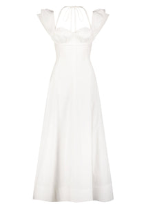 Cotton Poplin Petal Detail Midi Dress
