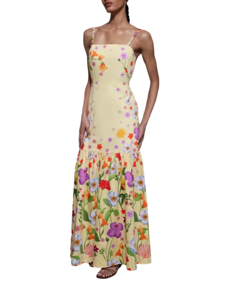 Cordiela Cotton Maxi Dress in Terrazo Flower Yellow