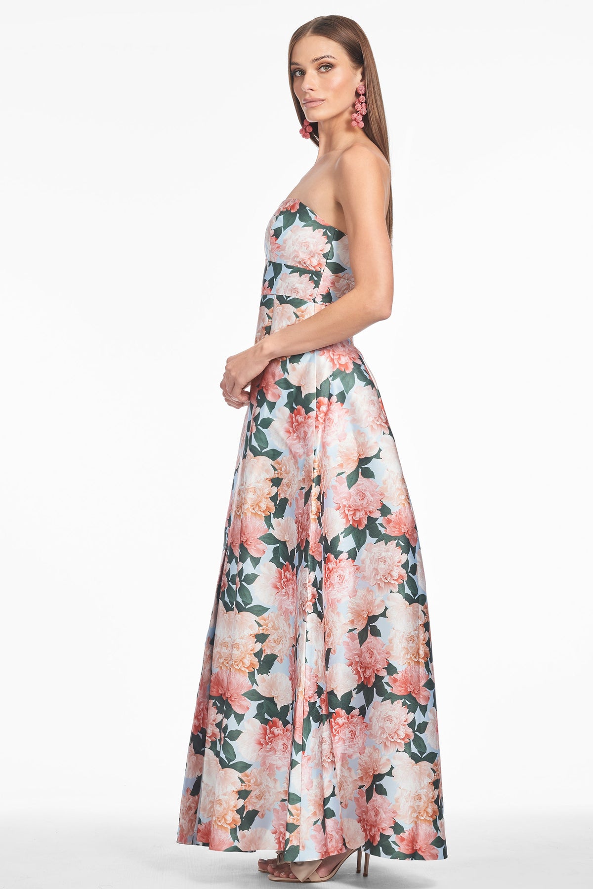 Giovanna Gown in Peach Peonies