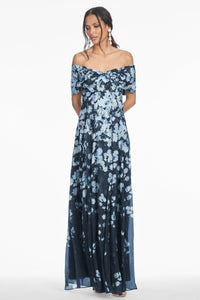 Kennedy Gown in Navy Degrade Florals