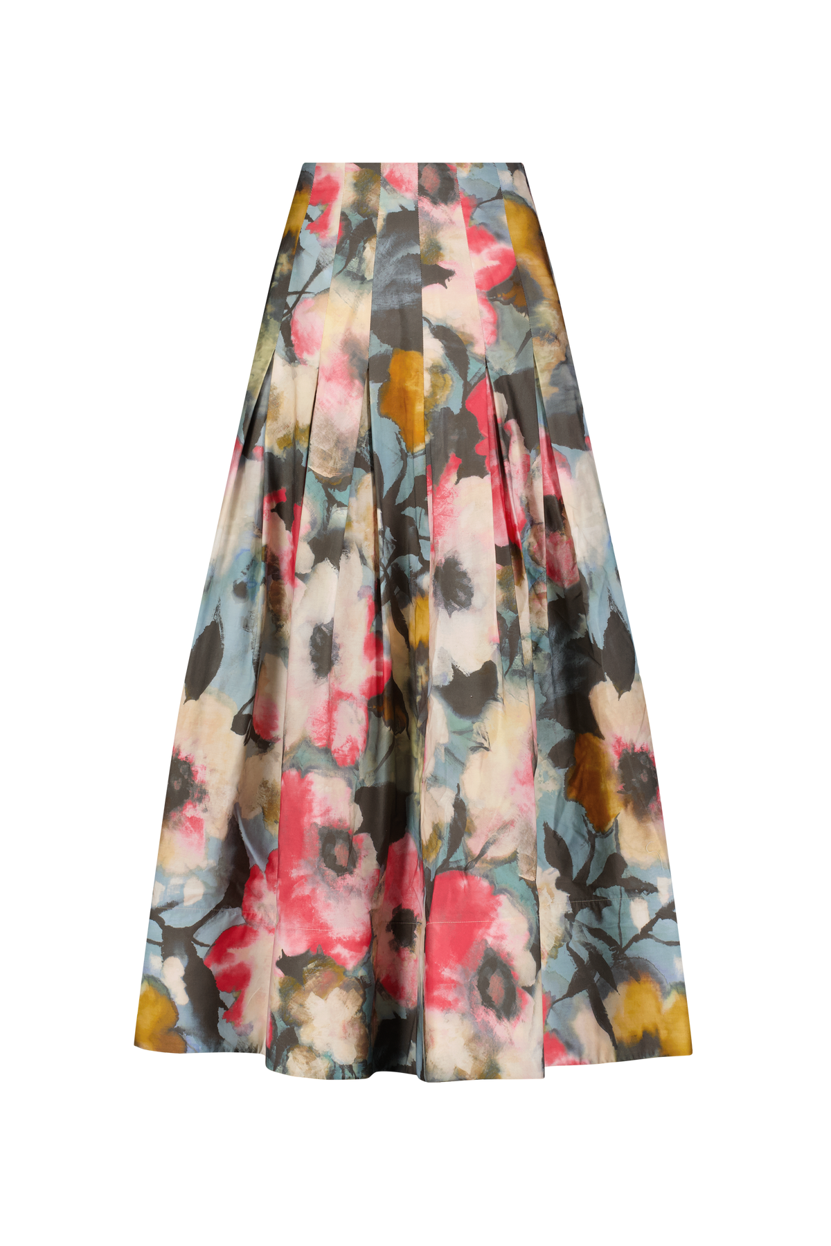 Floral Printed Cotton Full Skirt in Mist Multi
