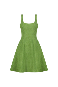 Stretch Denim Seamed Dress in Cactus