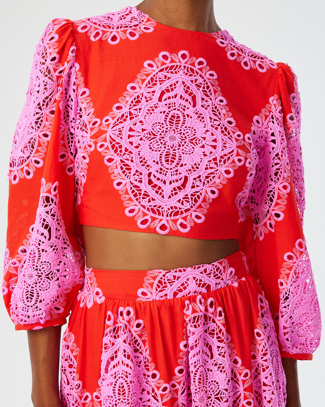 Rhea Lace Skirt in Red