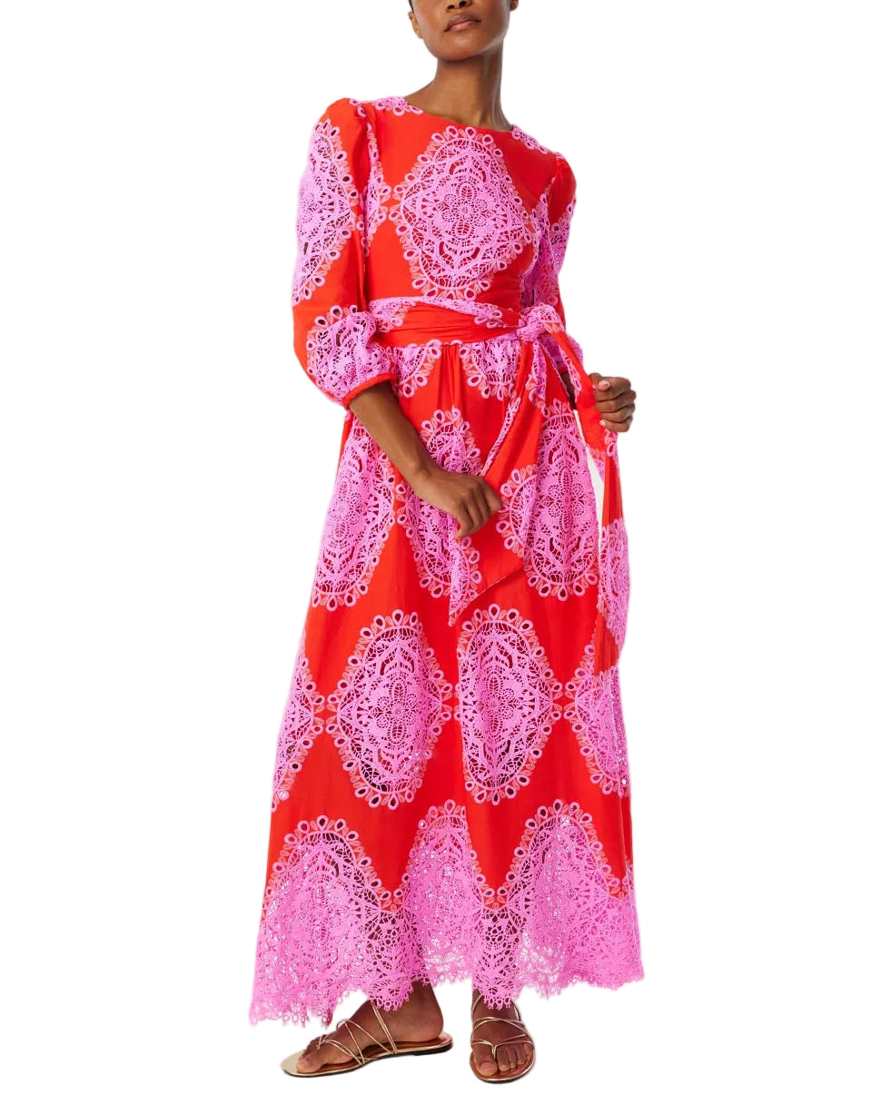 Constance Lace Dress in Red