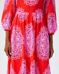 Constance Lace Dress in Red