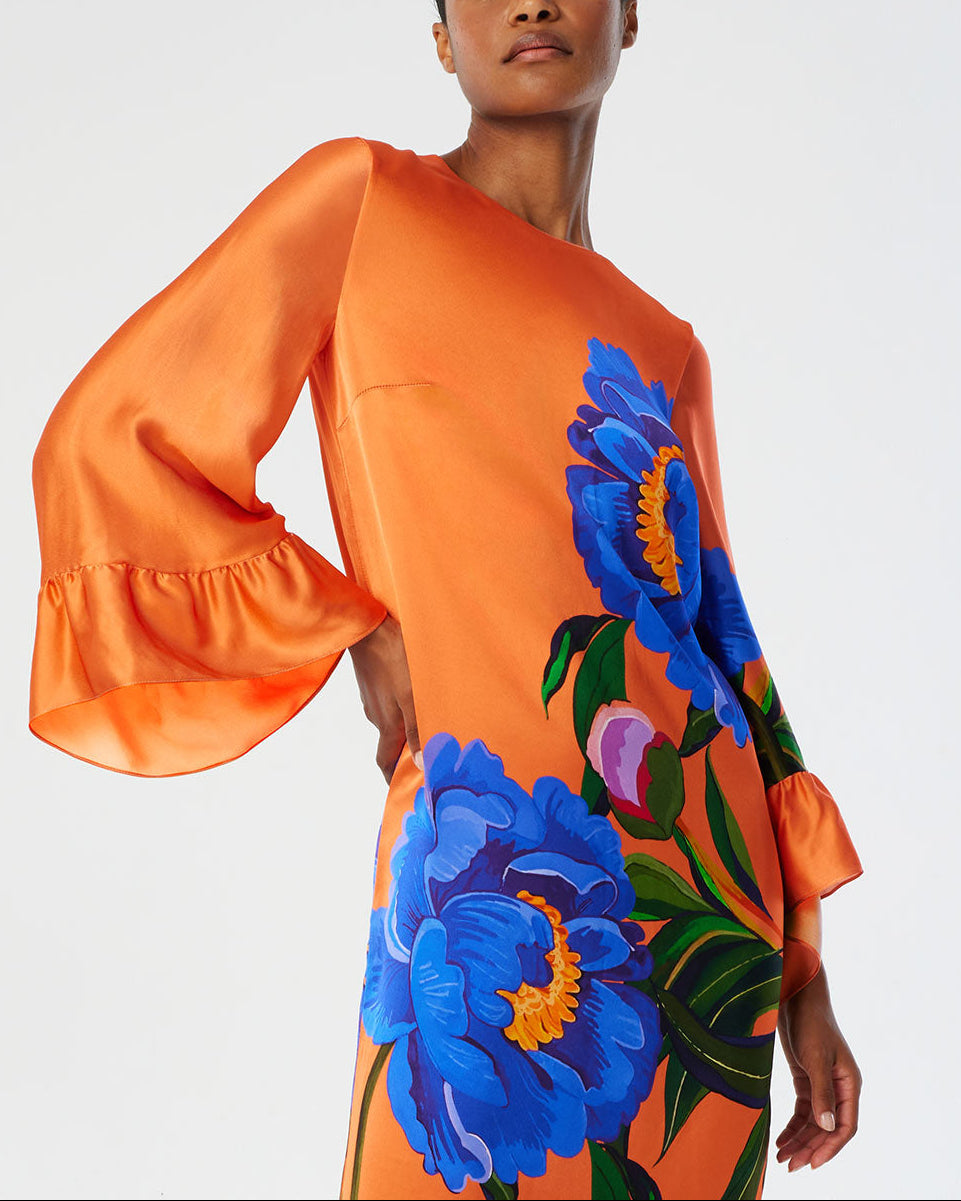 Celeste Satin Dress in Floral