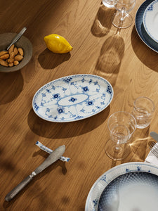 Blue Fluted Half Lace Assiette