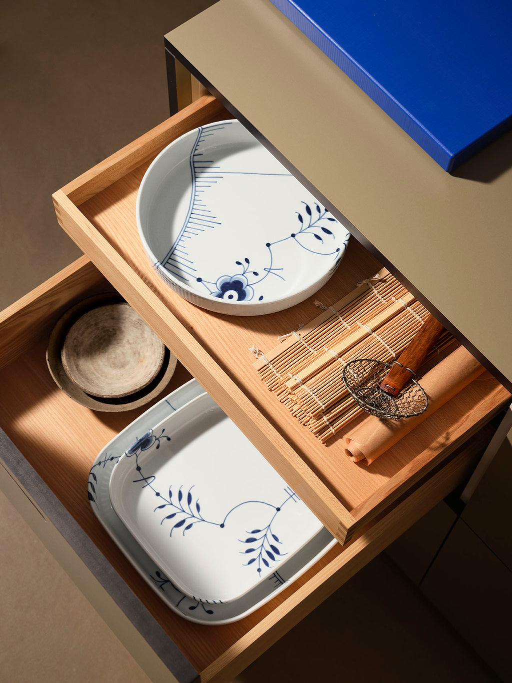 Blue Fluted Mega Square Ovenware 10 X 10"