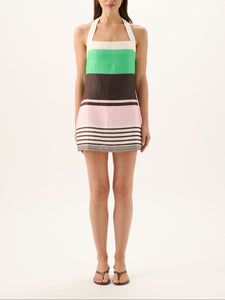 Maya Mini Halter Dress in Tango Stripe
