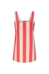 Sahara Striped Denim Dress in Venetian Red
