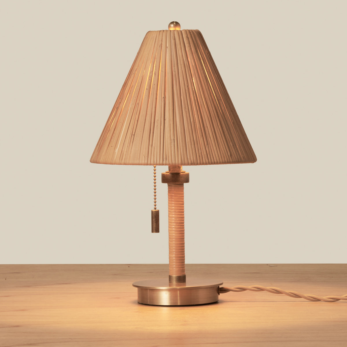 mini table lamp with light on