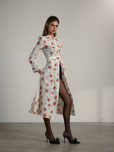 The Santiago Coat in Red Poppy Print