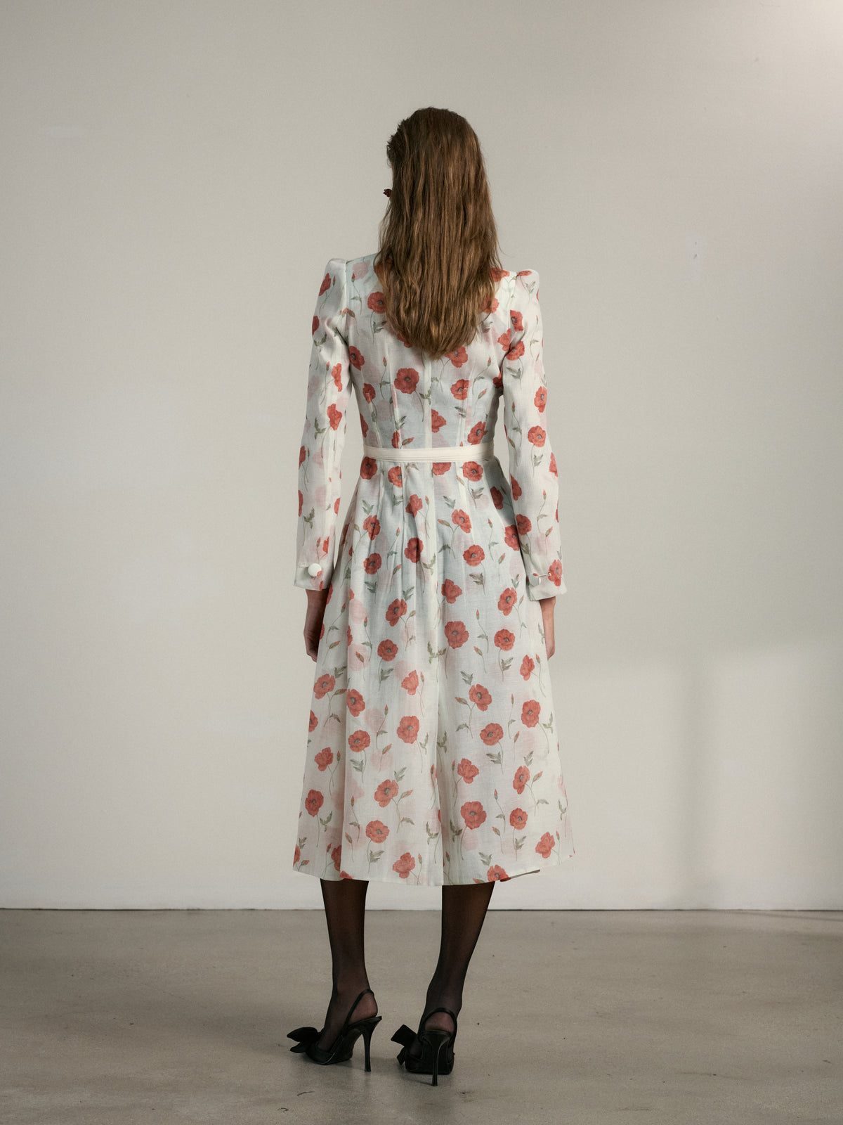 The Santiago Coat in Red Poppy Print